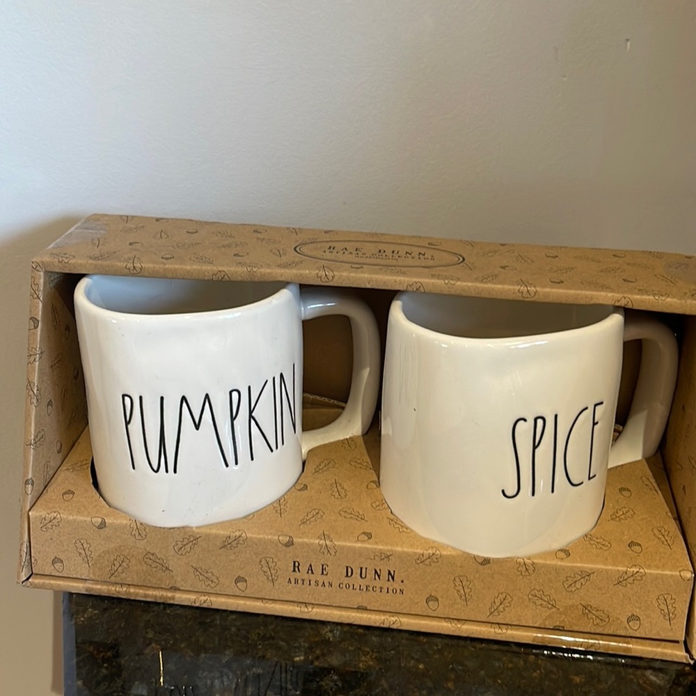Rae Dunn - PUMPKIN/SPICE - mug set